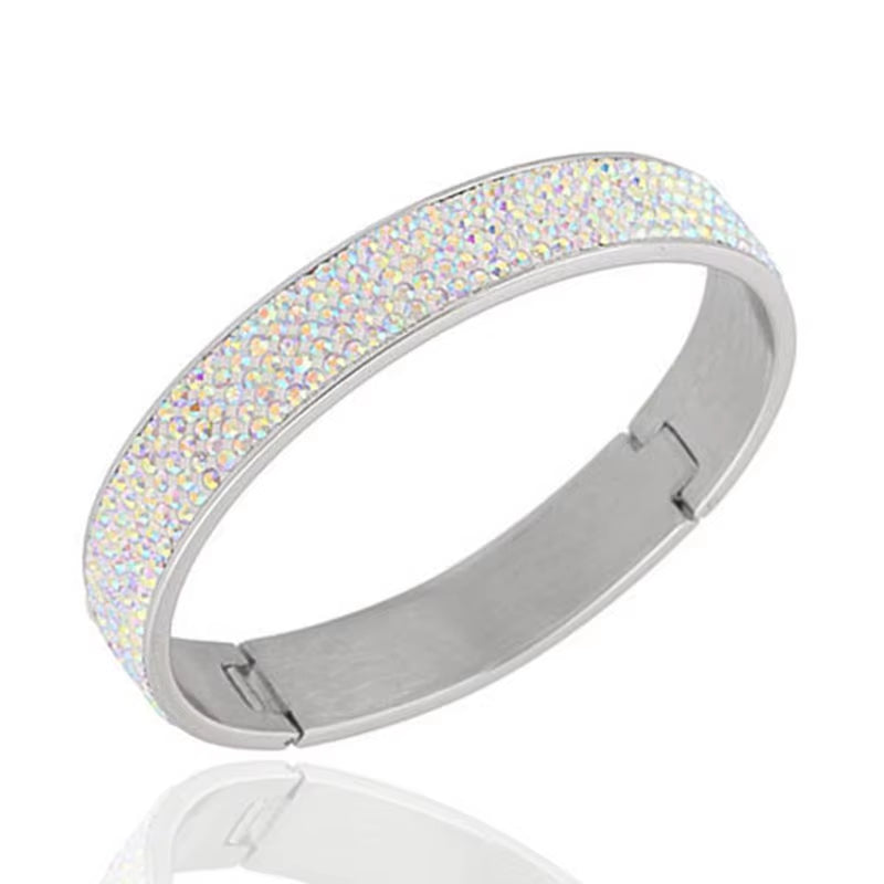 Luxury Famous Brand Jewelry Pulseira Gold Color Stainless Steel Bracelets & Bangles Female 3 Row Crystal Bracelet for Women