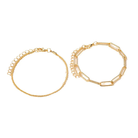 6 Piece Set Gold Color Luxury Bracelets for Women Zircon Shiny Simple Unisex Charm Chain Bracelet Punk Bangle Fashion Jewelry