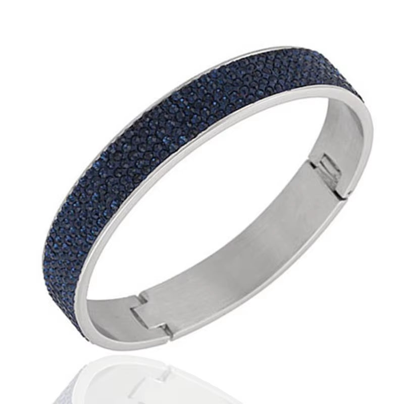 Luxury Famous Brand Jewelry Pulseira Gold Color Stainless Steel Bracelets & Bangles Female 3 Row Crystal Bracelet for Women