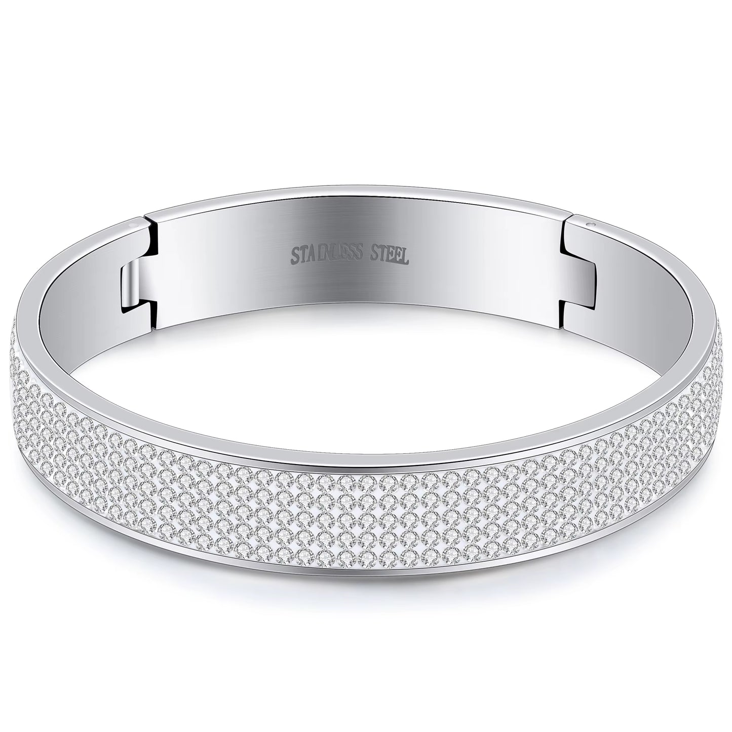 Luxury Famous Brand Jewelry Pulseira Gold Color Stainless Steel Bracelets & Bangles Female 3 Row Crystal Bracelet for Women